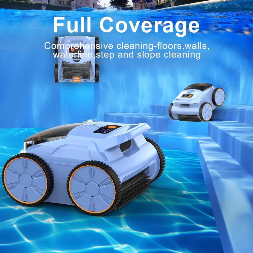 (2025 New) Robotic Pool Vacuum, Robotic Pool Cleaner for Inground Pools, Pool Robot with Smart Navigation, Floor/Wall/Waterline Cleaning, 180 Mins Runtime for Pool Up to 2100 Sq.ft