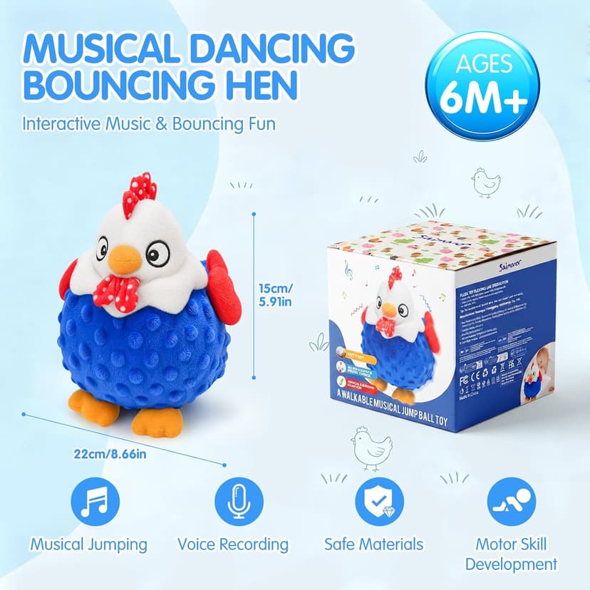 Baby Crawling Toys 40 Songs, USB Rechargeable Moving Toy for Tummy Time, Sensory Play & Baby Shower & 1 Year Old Gifts SAIMAND Baby Toys 12+ Months-Musical Moving Plush Chicken with Voice Replay B0GZ2SP7WS