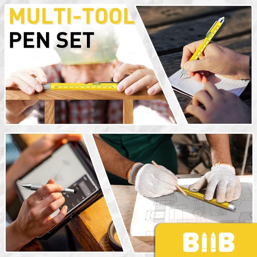 BIIB Stocking Stuffers for Men Adults, Gifts for Men 9 in 1 Multitool Pen, Mens Stocking Stuffers, Mens Christmas Gifts for Dad Him Husband, White Elephant Gifts for Adults, Cool Gadgets
