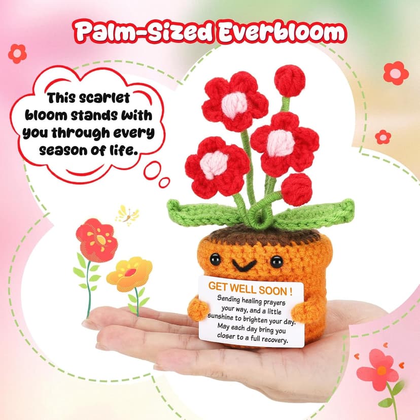 Get Well Gifts for Women After Surgery Recovery Cancer Care Feel Better Thinking of You Gift for Women Men Crochet Flowers Get Well Soon Hospital Bag Essentials Patients Comfort Cheer Up Encouragement
