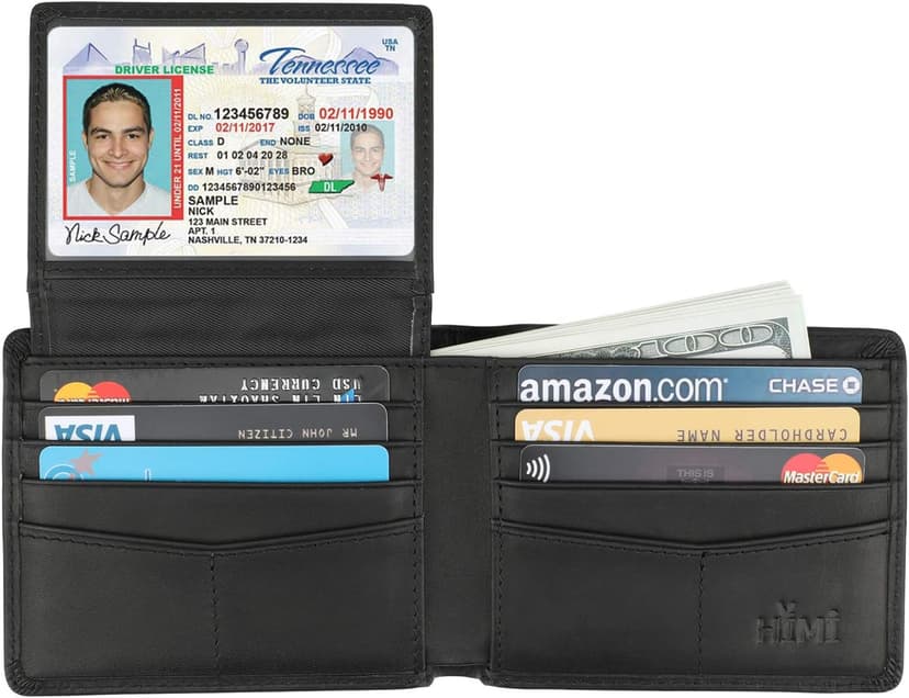 HIMI Wallet for Men-Genuine Leather RFID Blocking Bifold Stylish Wallet With 2 ID Window