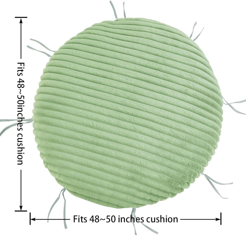 HOMBYS Fluffy Shaggy Cover for Papasan Chair Cushion, Plush Faux Fur Slipcover ONLY, (Without Cushion) Removable Soft Papasan Cushion Covers with 8 Ties, (Sage Green, 55"x55")