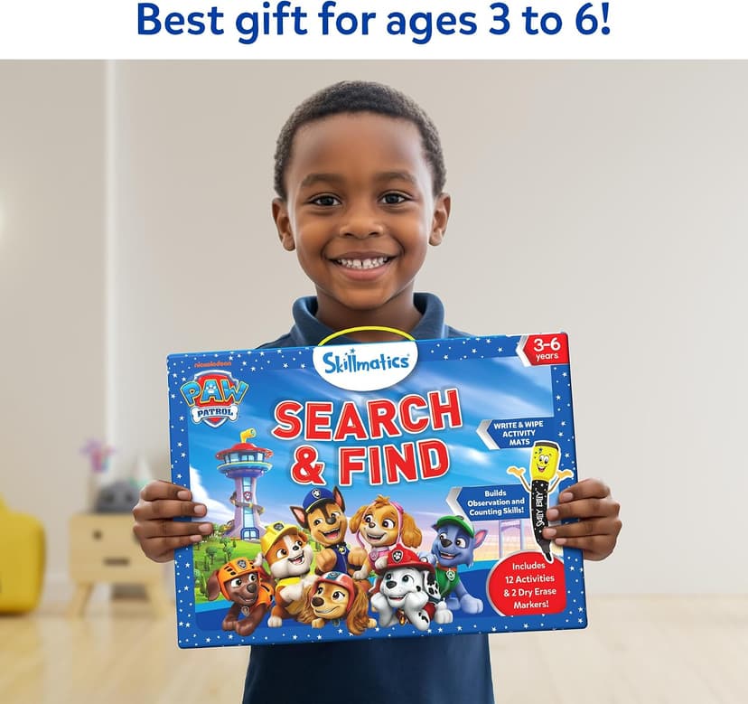Reusable Write & Wipe Mats, Learning Games, Educational Toy for Toddlers, Kids, Boys & Girls Ages 3, 4, 5, 6 Skillmatics Search and Find PAW Patrol, Preschool Activity, Christmas Gift B0FQVC9MGX