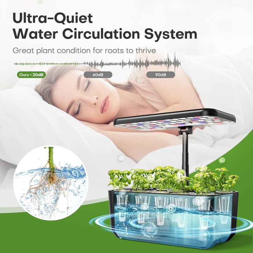 Plant Germination Kit Herb Vegetable Growth Lamp Countertop, Hydroponic Planter Grower Harvest Lettuce for Healthy Home Cooks Ahopegarden Indoor Garden Hydroponics Growing System: 10 Pods Kit with LED B0B6BB4TVC