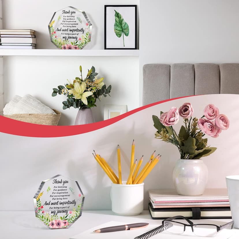 Appreciation Gifts with Inspirational Quotes Gift for Coworker Employee Nurse Acrylic Xmas Desk Decor for Teacher Leader Boss Yinder Acrylic Christmas Appreciation Thank You Gifts, Nonagon Poppy B0BLGD4QTQ