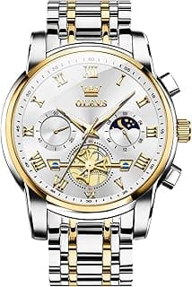 OLEVS Watches Men Waterproof Luxury Big Face Mens Watch Stainless Steel Quartz Analog Dress Watches for Men Luminous Multifunction Man Watch Relojes De Hombre