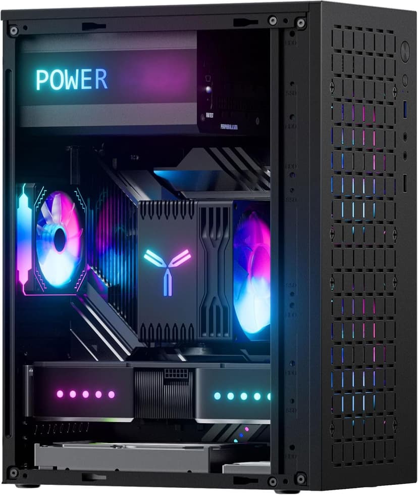 Micro ATX Case PC Case: MATX Case Mini PC ITX Desktop Computer Case Support Micro ATX MATX DTX ITX Mini PC with USB3.0, Support 3.5'' HDD (Black)