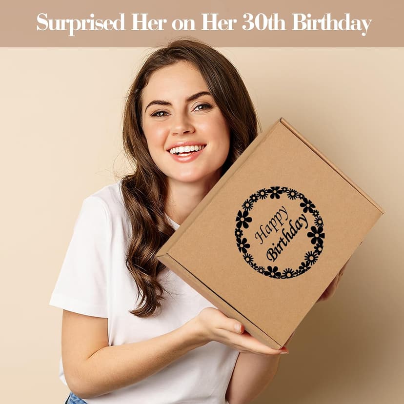 30th Birthday Gifts for Women, Unique 30 Year Old Birthday Gifts for Women, 30th Bday Decorations for Her, Gift for 30th Bday Woman w/ 16oz Coffee Cup, Candle, Bracelet, Hair Clip, Card, 7PCS