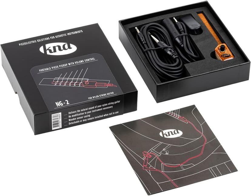 KNA NG-2 Portable Piezo Nylon String Classical Flamenco Guitar Pickup – Natural Acoustic Tone, Lightweight, Detachable, Onboard Volume Control, Passive No Battery Required, Easy Installation
