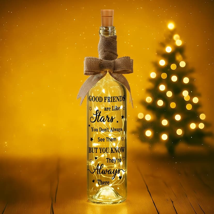 Friendship Gifts for Women Christmas 2026 Lighted Wine Friendship Bottle Holiday Unique Friends Gift for Girlfriend Men Birthday Wine Bottle Light Christmas Table Centerpieces Decorations