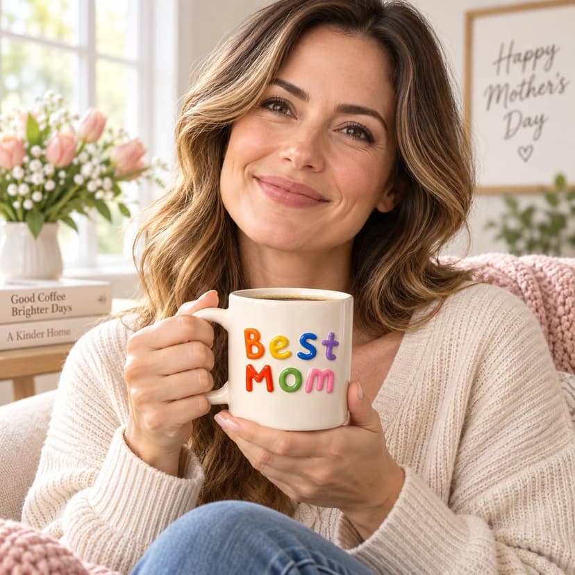 Colorful 3D Lettering Comfortable Handle Birthday Gifts for Mom Birthday Gifts Happy Birthday Mom Gifts For Mom,Mom Gifts,Mom Birthday Gifts,Mothers Day Gifts-Best Mom Mug B0H9YK5B49