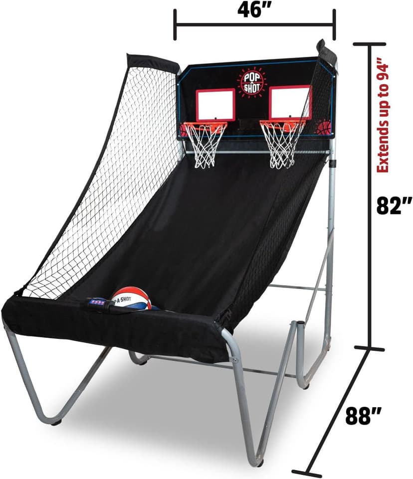 Pop-A-Shot Home Dual Shot | Arcade Basketball Game for Home | Sensor Scoring Hoop, 16 Game Modes, 7 Balls | Foldable for Easy Storage | Fun for All Players