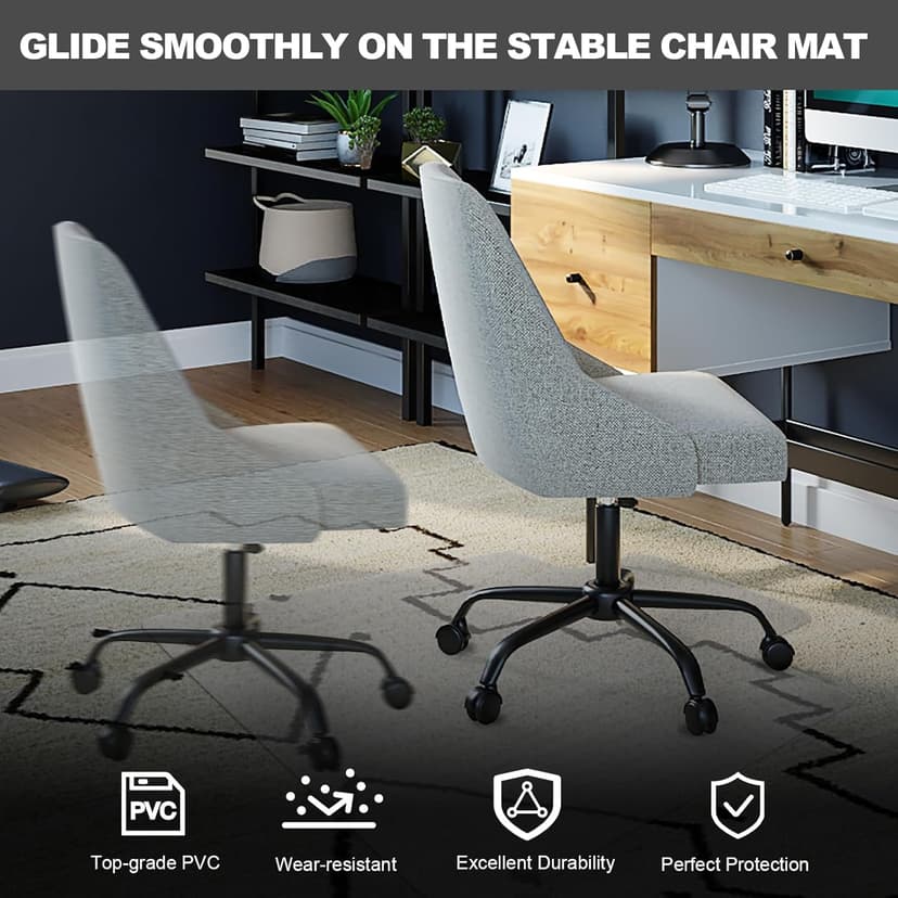 Chair Mat for Carpet- Low Pile (1/4" Thick) Carpet Protector for Office Gaming Computer Desk Chair. Heavy Duty Desk Chair Mat for Carpeted Floors, Semi Transparent