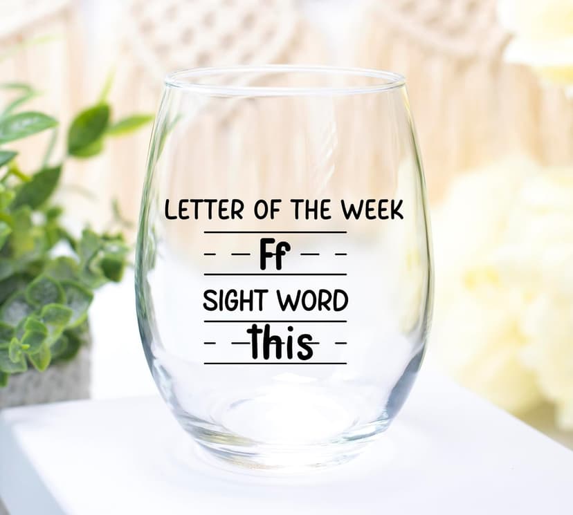 Sight Words 15 oz Wine Glass - Teacher Appreciation Gifts - Best New Teacher Gift Idea for Women, Funny Back to School Present from Students, Thank you Gifts for Coworker Retirement Birthday Christmas