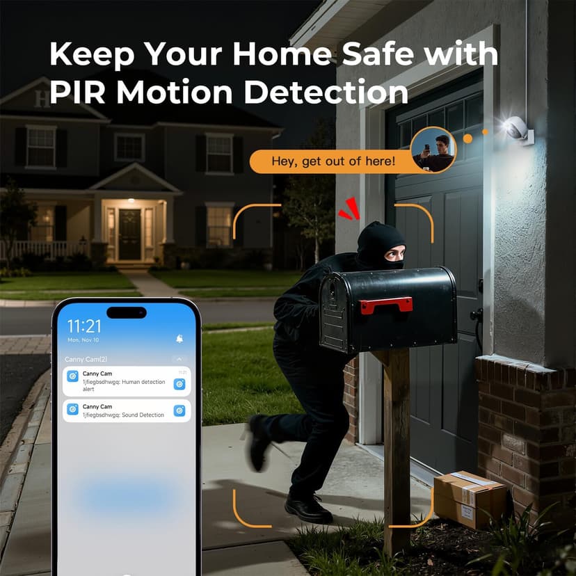2K Cameras for Home Security,Indoor/Outdoor for Baby/Elder/Pet Monitoring with Phone app,Wired Plug&Play,Color Night Vision,2-Way Audio & 24/7 Recording,Support 128G Card ( Not Included),2-Pack