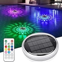 Solar Floating Pool Lights, Solar Powered Pool Light That Float with Remote Control, 12 Lighting, 3 Timing Mode, IPX7 Waterproof lights for Above Ground Swimming Pool, Bathtub, Party, Pond Decor-1PC
