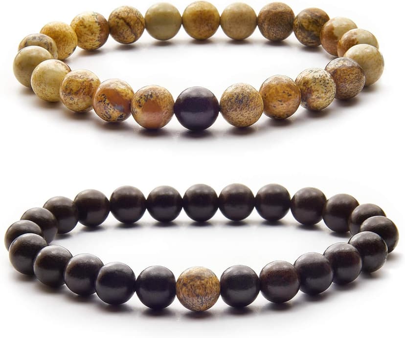 True Bond Comes with Unique Storage Gift Box Matching Couples Bracelet Set. Gift for Her Him Boyfriend Girlfriend Husband Wife Women Men Newlyweds Hubby Mother & Father 8 Millimeter Beaded