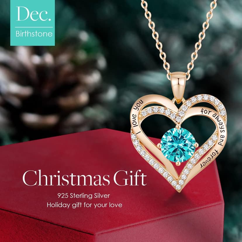 CDE Forever Love Heart Necklaces for Women, Wedding Anniversary, Birthday Mothers Day Christmas Day Gifts for Mom, Mother, Wife, friend, S925 Silver Jewelry with Birthstone Pendant