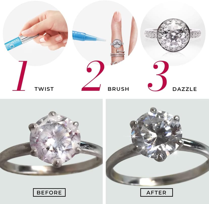 CONNOISSEURS Diamond Dazzle Stik - Portable Diamond Cleaner for Rings and Other Jewelry - Bring Out The Sparkle in Your Diamonds and Precious Stones
