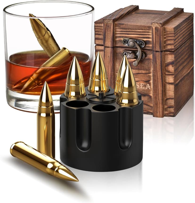 Gifts for Men Dad Husband, Whiskey Stones, Unique Christmas Anniversary Birthday Stocking Stuffers Gift Ideas for Him Boyfriend, Man Cave Stuff Cool Gadgets Retirement Bourbon Presents for Uncle