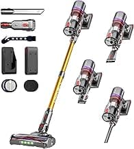 UNINELL HOME Cordless Vacuum Cleaner, 50000Pa 580W 70Mins Vacuum Cleaners for Home,Anti-Tangle Stick Vacuum Self-Standing, Handheld Vacuum Rechargeable for Pet Hair/Carpet/Floor,LED Display