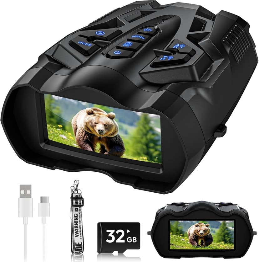 with 1000FT Infrared Range,5000mAh Rechargeable Battery,3.5" Screen,Include 32GB Card,Gift for Mens and Outdoor Enthusiasts WISHBETY 4K Night Vision Goggles for Adult,16X Zoom Night Vision Binoculars B0F9414W64