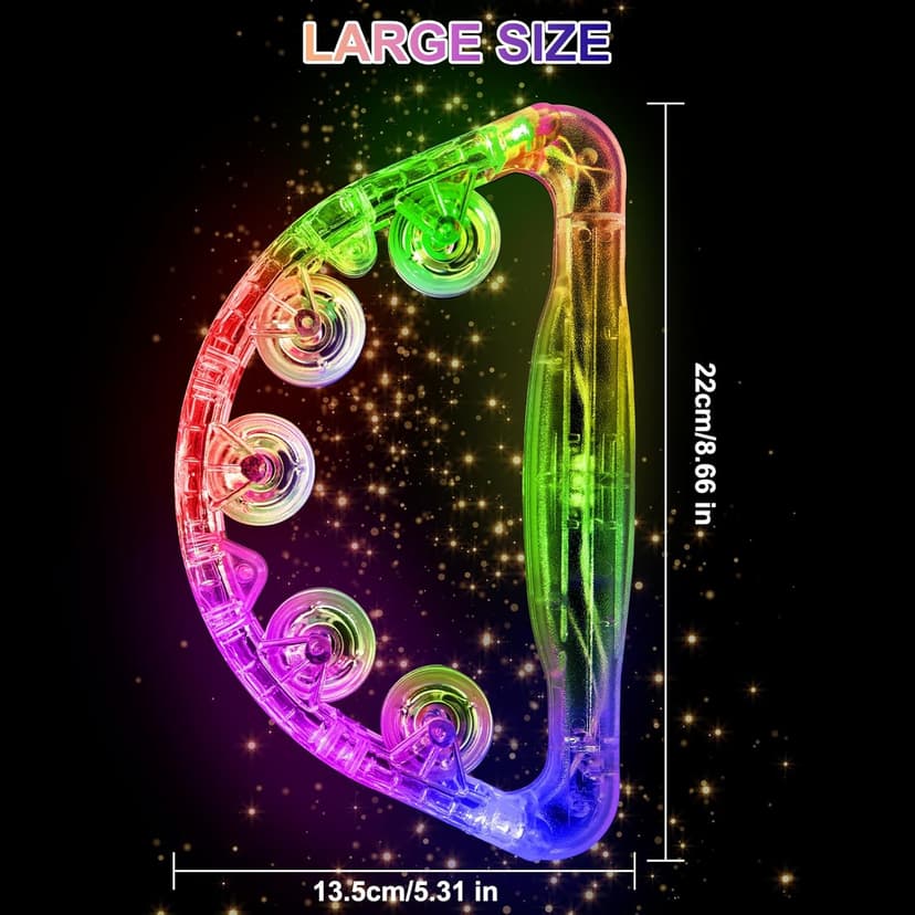 Aywewii LED Tambourines for Kids & Adults, Sensory Toys Autism Gifts Special Needs Must Haves, Stocking Stuffers for Boys & Girls, Light Up Party Favors Musical Instruments (4 Colors Randomly Sent)