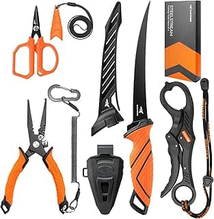 Corrosion Resistant Fishing Pliers, Fillet Knife, Scissors, 55 lb Floating Fish Lip Gripper, Multi-Function Fishing Tools KastKing SteelStream Fishing Tool Set, Fishing Gear B0F2FQ6CD9