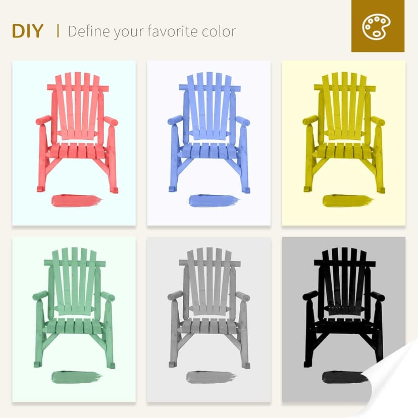 Outsunny Outdoor Wooden Rocking Chair, Single-Person Rustic Adirondack Rocker with Slatted Seat, High Backrest, Armrests for Patio, Garden and Porch, Natural