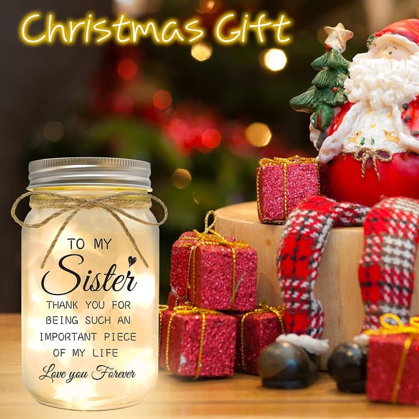 Mason Jar Night Lights with Warm Lights for Sisters, Mothers Day Valentines Day Gifts for Sister, Heartfelt Home Decor Gift Sister Gifts - Unique Sister Birthday Christmas Day Gifts Ideas B0DYV2ZL4M