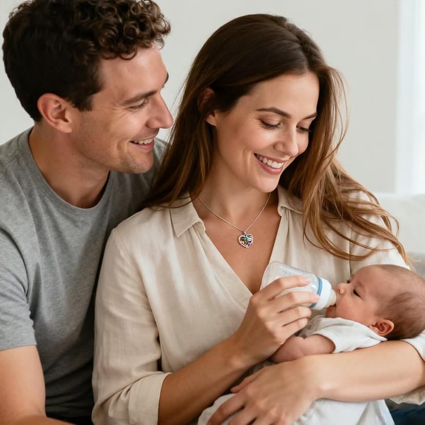 Iefil Christmas Gifts for Mom - 925 Sterling Silver Double Birthstone Necklace, First Mothers Day Gifts for New Mom Jewelry