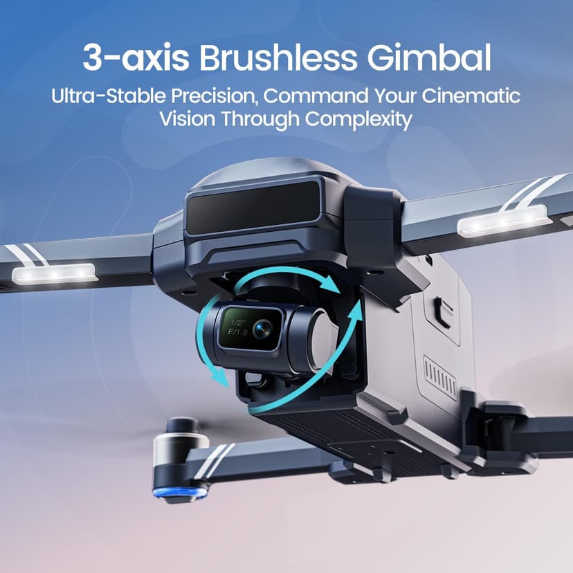 Holy Stone Sentinel HS600D 3-Axis Gimbal Drone with Camera for Adults, Professional 8K Photo, Level-6 Wind Resistance, 6KM Transmission, 80-Min Flight, Smart Track, Auto Return & Beginner Mode
