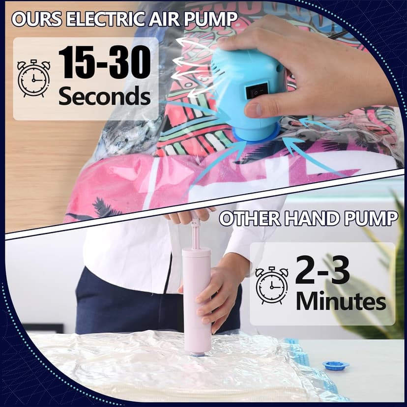 Vacuum Seal Bags for Clothing with Electric Pump, 6 Pack (2 Jumbo 2 Large 2 Medium Vacuum Storage Bags) Space Bags Vaccine Vacuum Sealed Storage Bags for Travel Luggage Blankets Bedding