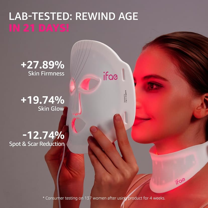 850nm Near Infrared (NIR), 7 Mode Portable LED Face Mask for True Anti-Wrinkles Skincare at Home Red Light Therapy Mask for Face and Neck with 396 LEDs B0GF25FKF4