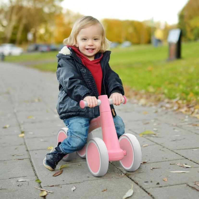 12-24 Months Toddler Bike, First Learning Ride on Toys, 4 Silent Wheels Indoor Outdoor Baby Walker, Pink New SEREED Baby Balance Bike for 1 Year Old Boy Girl, First Birthday Gift Toy B0B38JGP21
