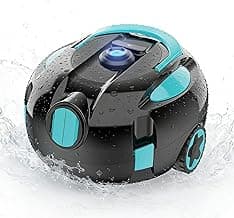 Robotic Pool Cleaner, Cordless Pool Vacuum Robot,Dual Motors & Filters, Smart Self-Parking,IPX8 Waterproof,Powerful Suction, Inground/Over-Ground Pool Skimmer (Button Operation-update4)