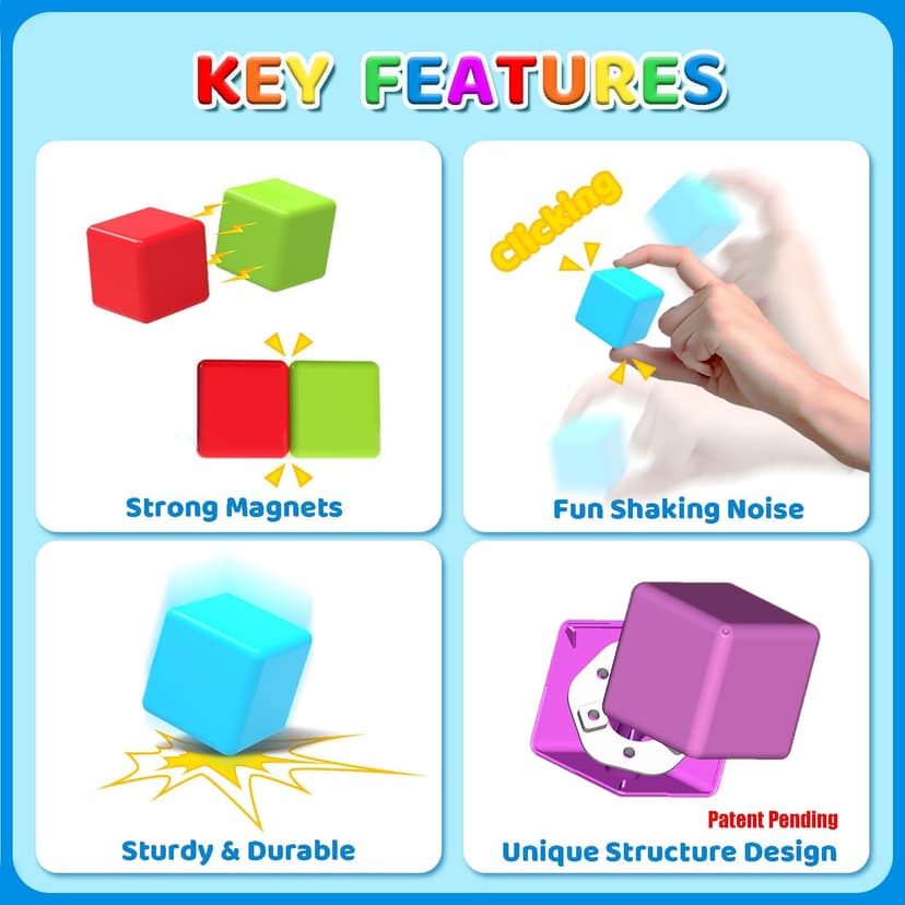 Sensory & Montessori Toys for Boys & Girls 1 2 3 Years Old, Toddler Travel Toys, Magnet Toys for Kids Birthday Gifts (12 PCS) Magnetic Building Blocks Large, 1.65 inch Stacking Cubes for Toddlers B0CHJTD1FS