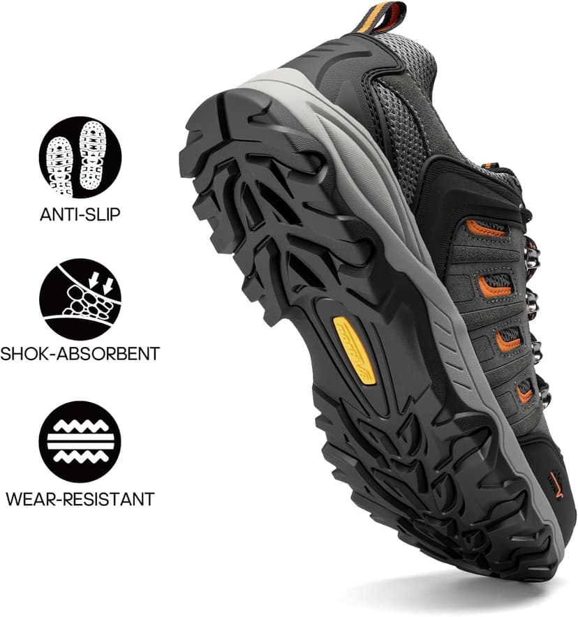 NORTIV 8 Men's Waterproof Hiking Shoes Leather Low-Top Hiking Shoes for Outdoor Trailing Trekking Camping Walking