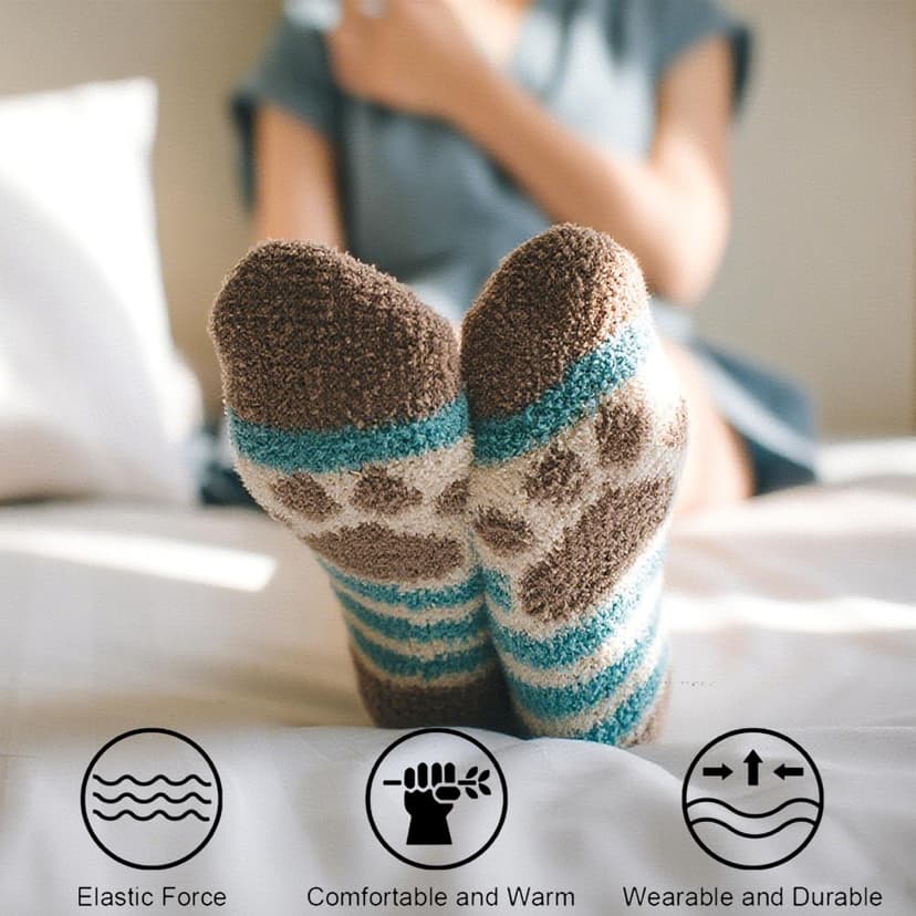 Loritta 3 Pairs Womens Fuzzy Socks Winter Warm Fluffy Soft Slipper Home Sleeping Cute Animal Socks