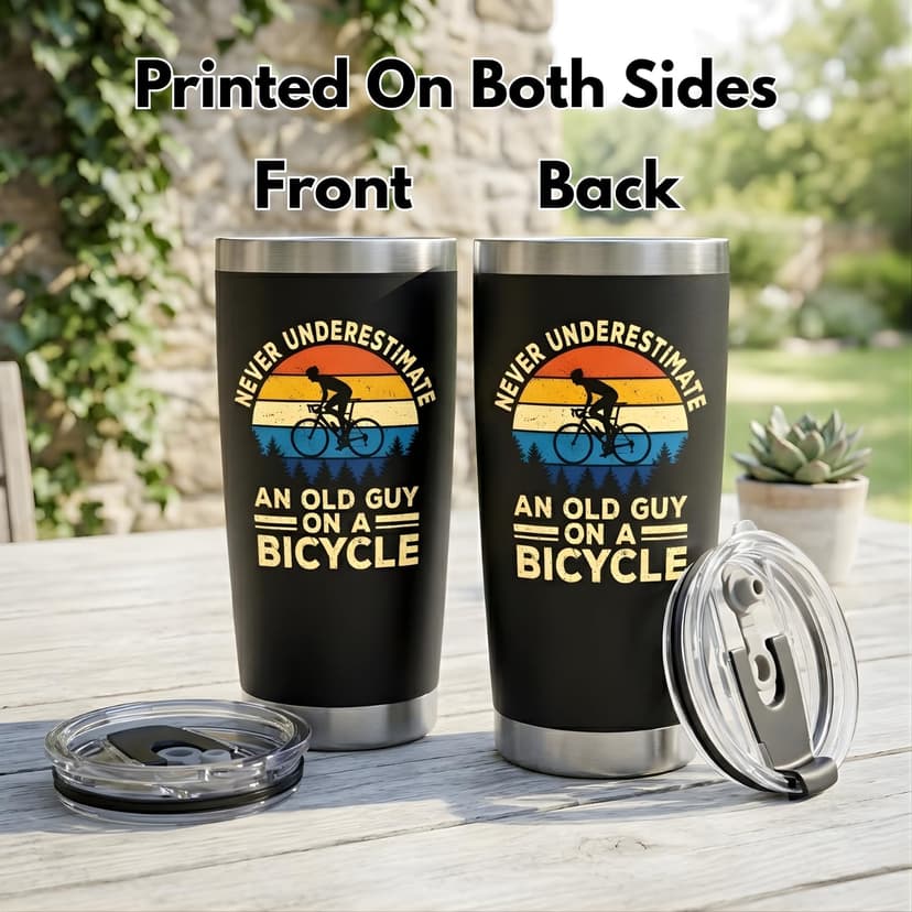 Gifts for Bikers - Cycling Tumbler 20oz - Cool Gifts for Cyclists Riders Triathlete Bicycle Lover, Fathers Day Mother Days Christmas Birthday Cycling Mug Bicycle Coffee Cup B0GSPZFS4R