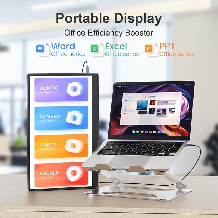 UFYQL Portable Monitor 15.6-inch FHD 1080P Ultra-Slim Travel External Monitor HDR IPS Gaming Display with Kickstand &Speakers USB-C HDMI Plug&Play,for Laptop PC Phone PS4/5 Xbox Switch