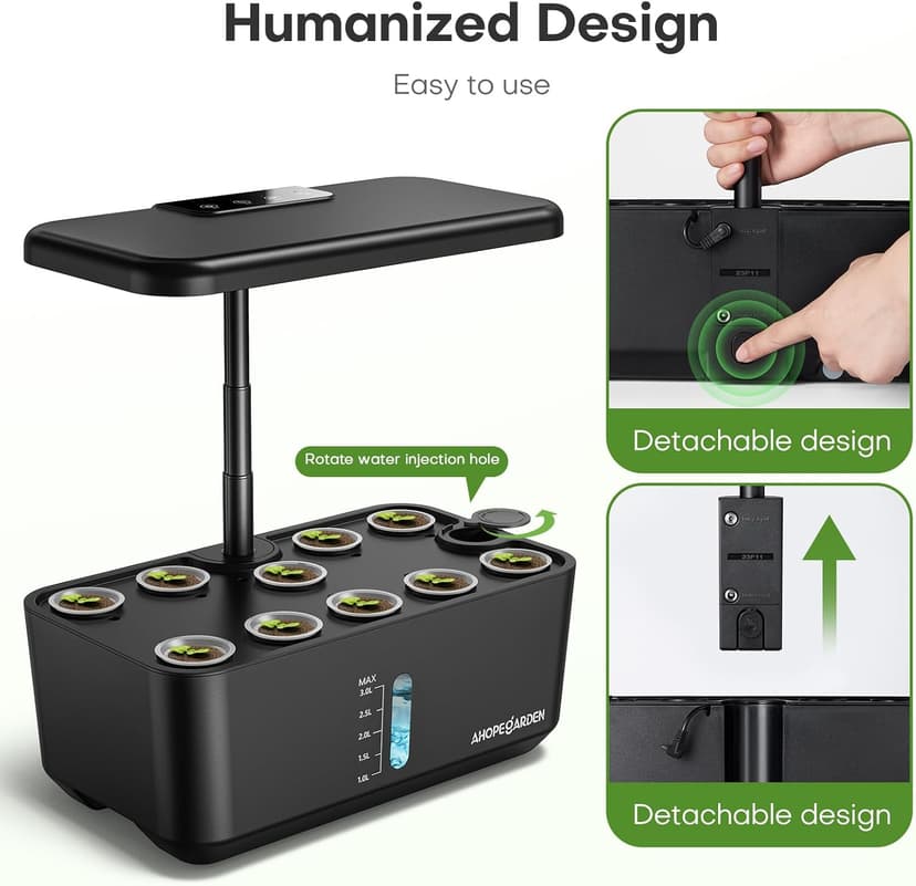 Plant Germination Kit Herb Vegetable Growth Lamp Countertop, Hydroponic Planter Grower Harvest Lettuce for Healthy Home Cooks Ahopegarden Indoor Garden Hydroponics Growing System: 10 Pods Kit with LED B0B6BB4TVC