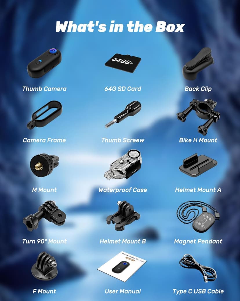 Upgraded 4K Action Camera, Mini Body Camera with Audio and Video Recording, Magnetic Hands Free POV Camera with 360°Rotatable Clip, Waterproof Case Chest Camerafor Pet Walking, Bike, Travel, Vlog