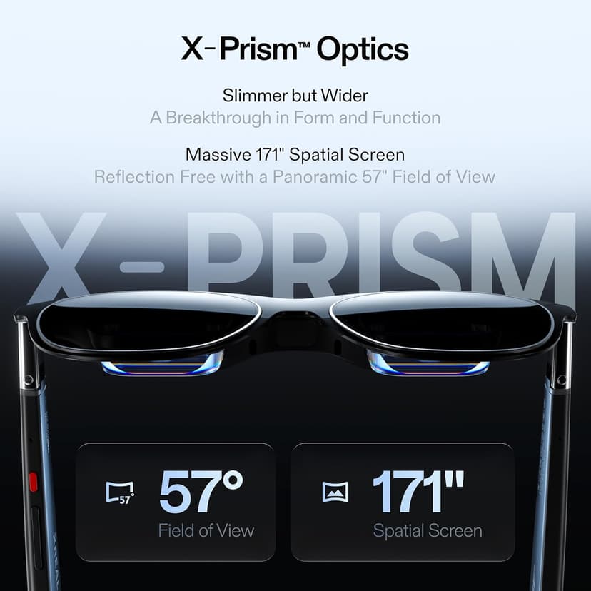 XREAL One Pro AR Glasses with X1 Chip, Native 3 DoF, X-Prism Optics, 3D Mode, 57°FOV 171" 120Hz FHD Display, XR Glasses for iPhone 17/16, Steam Deck, ROG, Mac, PC, Android & iOS M (IPD 57-66mm)