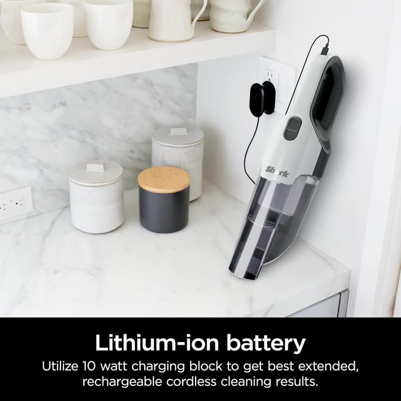 Shark Cyclone PET Handheld Vacuum with, HyperVelocity Suction, Powerful Pet Hair Pickup, Lightweight, XL Dust Cup, Including Upholstery Tool, 8" Crevice Tool, Scrubbing Brush, Pearl White, AA701