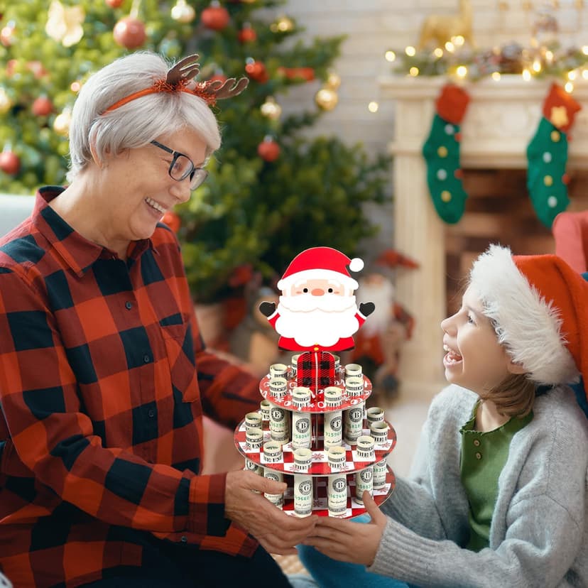 Santa Claus Cash Cake Stand Surprise Xmas Gift Ideas for Him Her Son Daughter Grandkids Crafterlife Christmas Money Holder for Christmas Cash Gifts B0D9ND5QXH