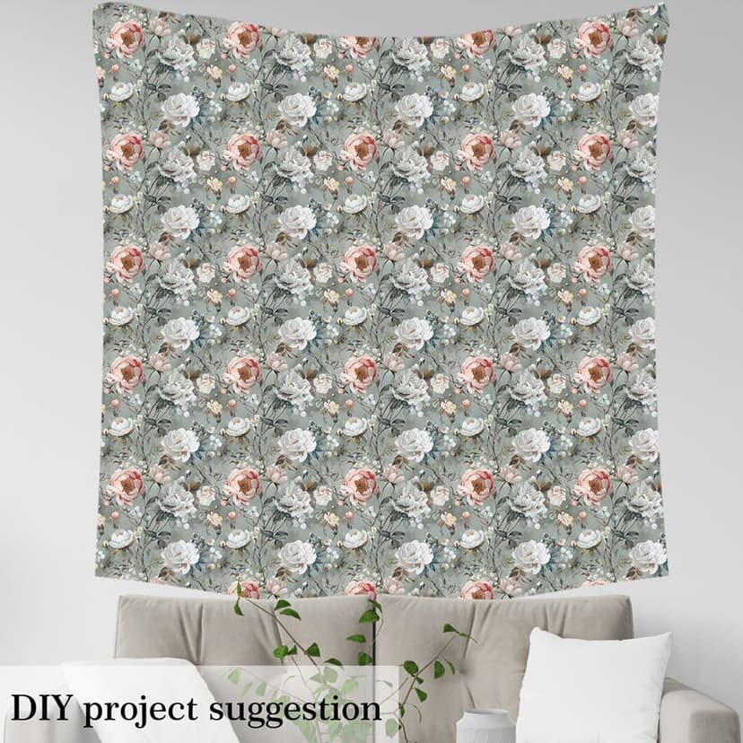 Peony Flowers Upholstery Fabric for Chairs Sofa,Garden Petals Floral Flannel Fabric by The Yard,Pastel Aesthetic Blossom for Quilting Sewing,Pastoral Plant Botanical DIY Art,Pink White,1 Yard