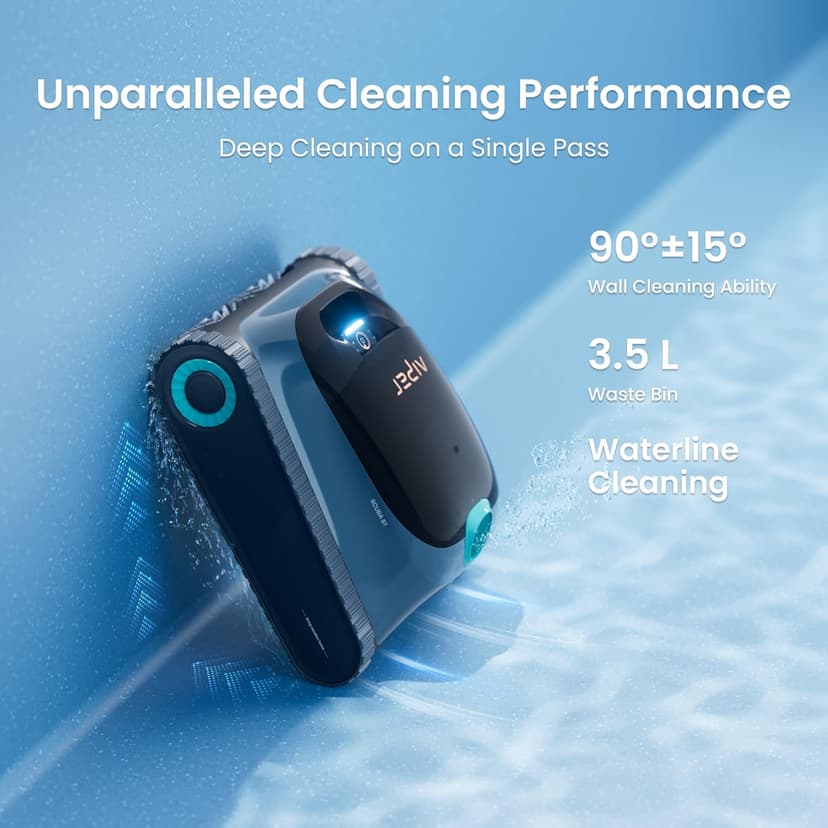 (2025 Upgrade) Aiper Scuba S1 Robotic Pool Cleaner, Wall & Waterline Cleaning, Double Filtration, Extended 180-Min Battery Life, Smart Navigation, App Support, OTA Upgrade