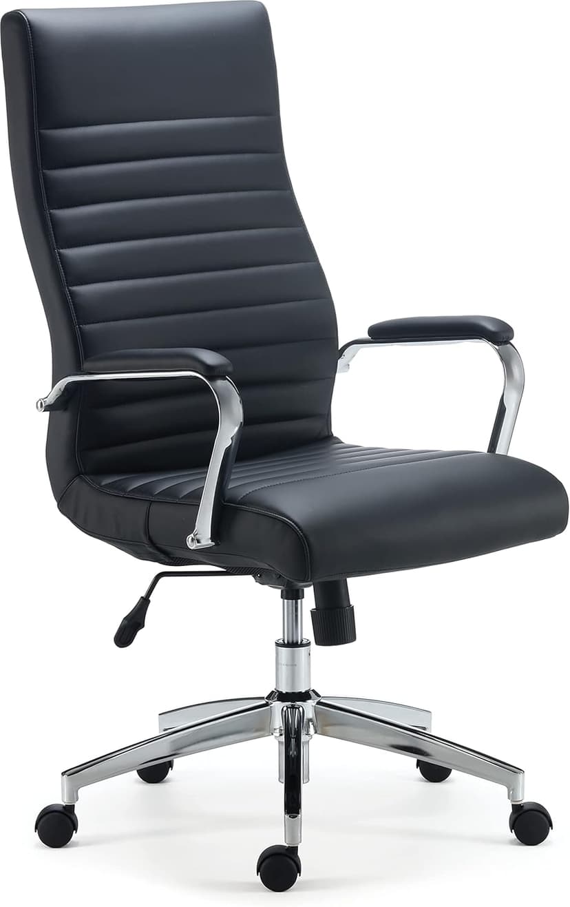 STAPLES Bentura Ergonomic Manager & Executive Office Chair, High Back Swivel, Adjustable Height, Bonded Leather, Black