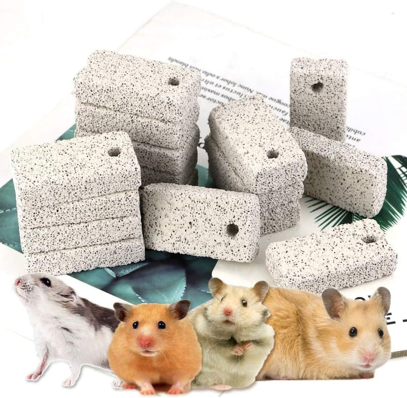 20 Pcs Small Animal Pet Lava Bites Chews Toy Teeth Grinding Block Mineral Calcium Stone for Hamsters Parrot Chinchillas Rabbits Guinea Pigs Gerbils